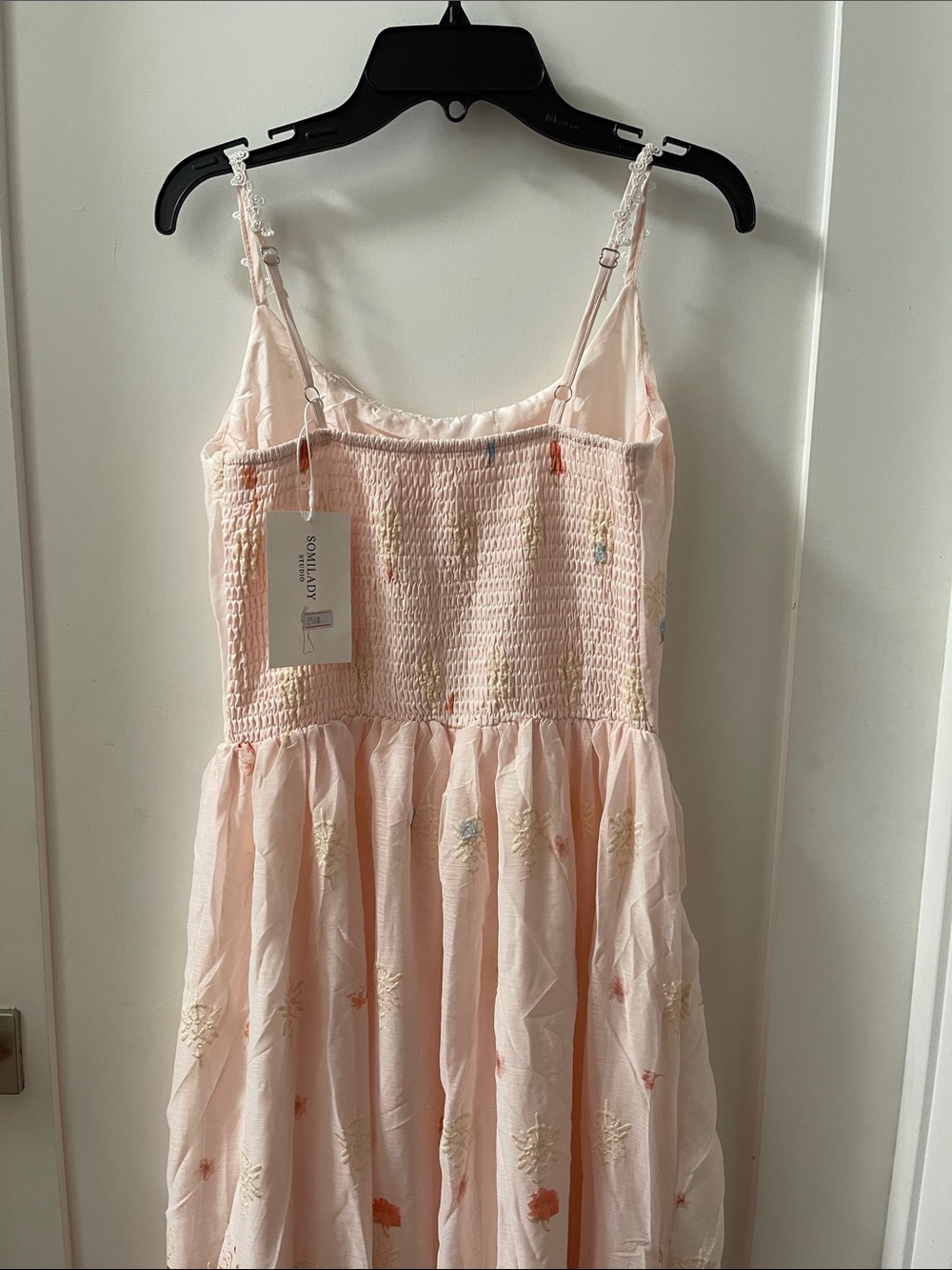 Women’s ' Light Pink Floral Embroidered Maxi Dress - Picture 6 of 7